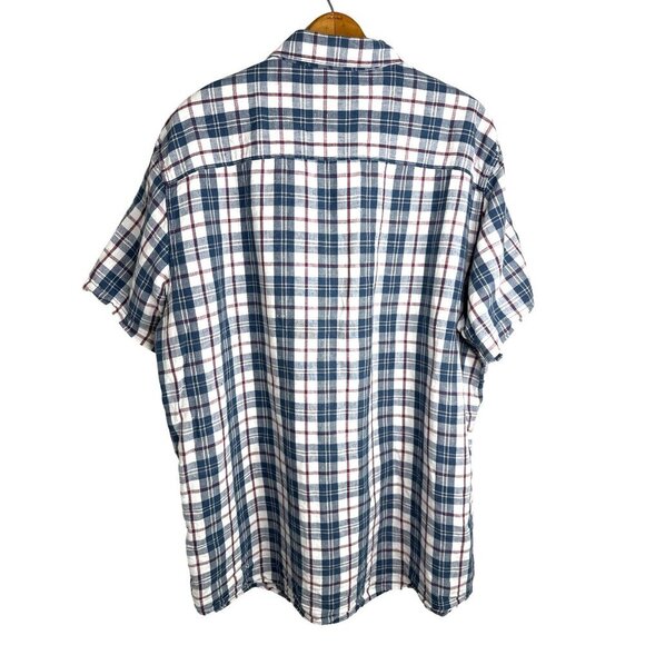 Levi’s Linen Button Down Cotton Plaid Red White Blue Short Sleeve Size XXL - Picture 2 of 6